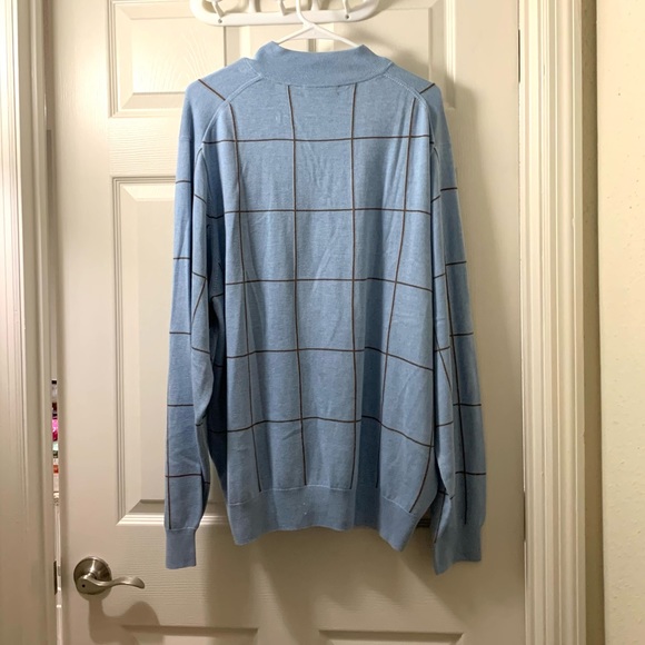 Peter Millar Light Blue Sweater Zippered Turtleneck Pullover - Picture 2 of 4